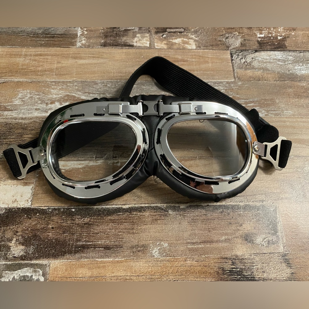 Retro Motorcycle Goggles, Anti-UV Adjustable Motorcycle Glasses Moticross
